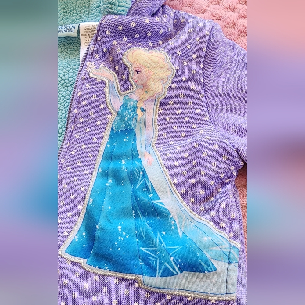 Disney Princess Frozen Elsa Hoddie Jacket  Girls Size 5 - Picture 8 of 11